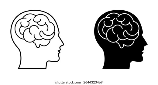 head,brain icon white on background