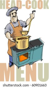 head-cook, handmade based illustration.