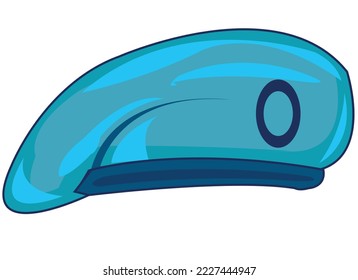 Headdress blue beret on white background is insulated