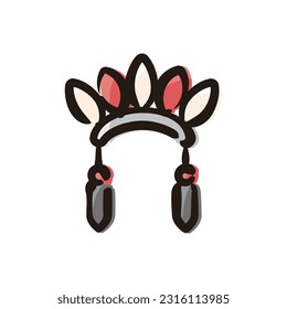 Headdress - Brazil icon (Hand-drawn line, colored version)