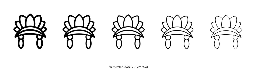 Headdress Brazil icon thin line outline set or collection