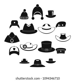 Headdress hat icons set. Simple illustration of 16 headdress hat vector icons for web