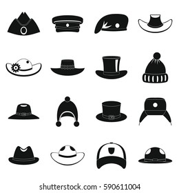 Headdress hat icons set. Simple illustration of 16 headdress hat vector icons for web