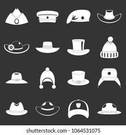 Headdress hat icons set vector white isolated on grey background 