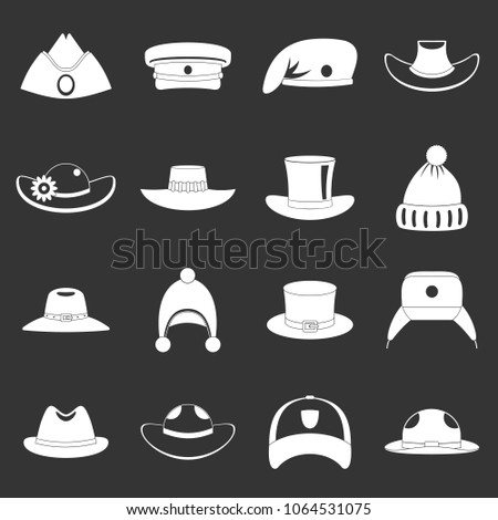 Headdress hat icons set vector white isolated on grey background 