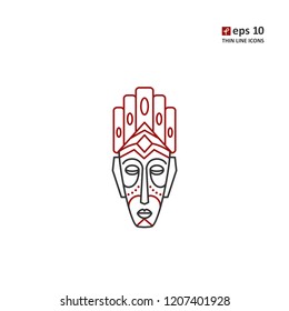 Headdress of natives - vector thin line icon on white background. Symbol for web, infographics, print design and mobile UX/UI kit. Vector illustration, EPS10.