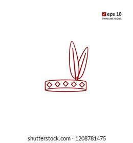 Headdress of natives - vector thin line icon on white background. Symbol for web, infographics, print design and mobile UX/UI kit. Vector illustration, EPS10.