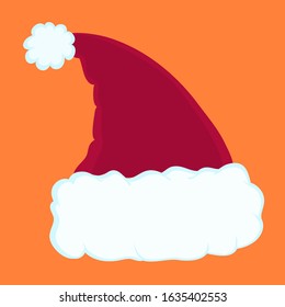 Headdress of Santa Claus. Christmas attribute. Winter wardrobe. Can be used for collages, cards, greetings, web design..