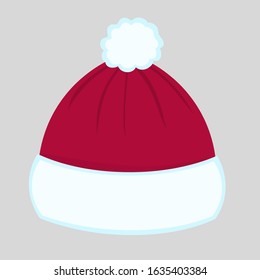 Headdress of Santa Claus. Christmas attribute. Winter wardrobe. Can be used for collages, cards, greetings, web design.