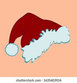 Headdress of Santa Claus. Christmas attribute. Winter wardrobe. Can be used for collages, cards, greetings, web design.