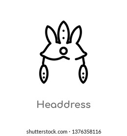 headdress vector line icon. Simple element illustration. headdress outline icon from brazilia concept. Can be used for web and mobile