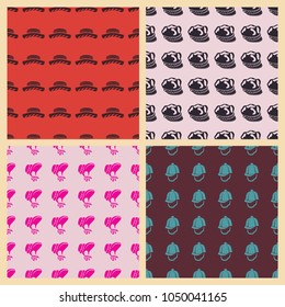 Headdresses for women vector illustration on a seamless pattern background. Set of elements