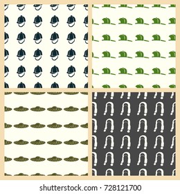 Headdresses for women vector illustration on a seamless pattern background. Set of elements