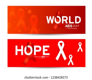 Header Or Banner Of 1st December World Aids Day With Aids Awareness Ribbon.