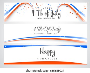 Header Or Banner Of Happy 4th Of July USA Independence Day Text Space Background.