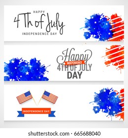 Header Or Banner Of Happy 4th Of July USA Independence Day Text Space Background.