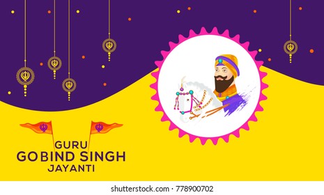 Header Or Banner of Happy Guru Gobind Singh Jayanti Festival For Sikh Celebration.