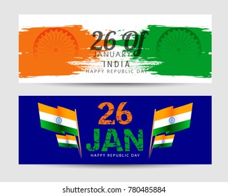 Header Or Banner Of Happy Indian Republic day.