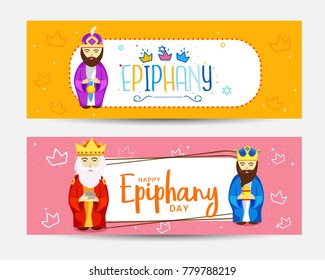 Header Or Banner Of The Three Magic King For Happy Epiphany Day Background.