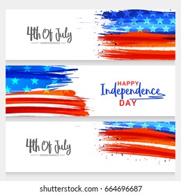 Header Or Banner Of USA Independence Day Background.