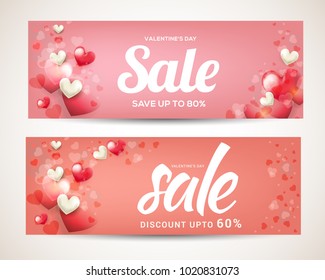 Header Or Banner Of Valentines Day Sale Background.