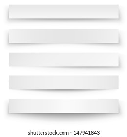 Header blank web banner shadow template isolated on white background.