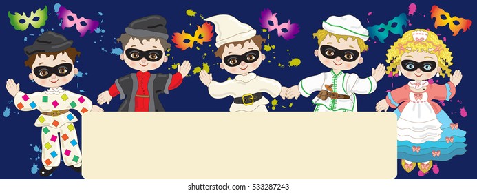 Header with Carnival Masks