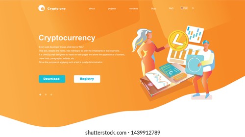 Header for cryptocurrency website. Very comfortable, bright, fresh design that you can customize!