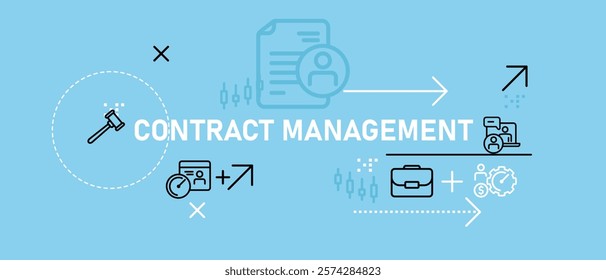 Header Design for Contract Management Agreement Document Featuring Employment and Partnership Concepts with Icons