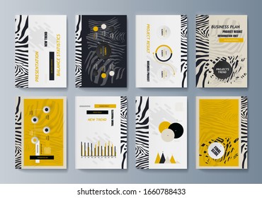 Header design for flyer, book, info banner frame, title sheet. Modern design. Vector. Minimalistic cover design templates. Layout set for covers, albums, notebooks, reports, magazines. set of A4 cover