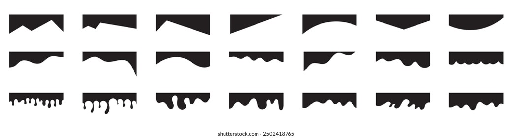 Header Divider and Border Design Set for Website and App. Black Borders for Website, Banner, App