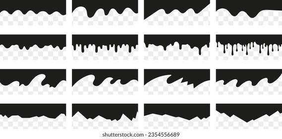 Colección de divisores de cabecera con caídas, ondas y formas geométricas. 