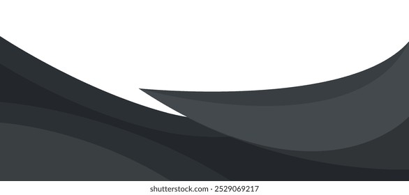Encabezado de pie de página negro gris gris curva estilo abstracto marco de borde Ilustración vectorial diseño de fondo de Anuncio