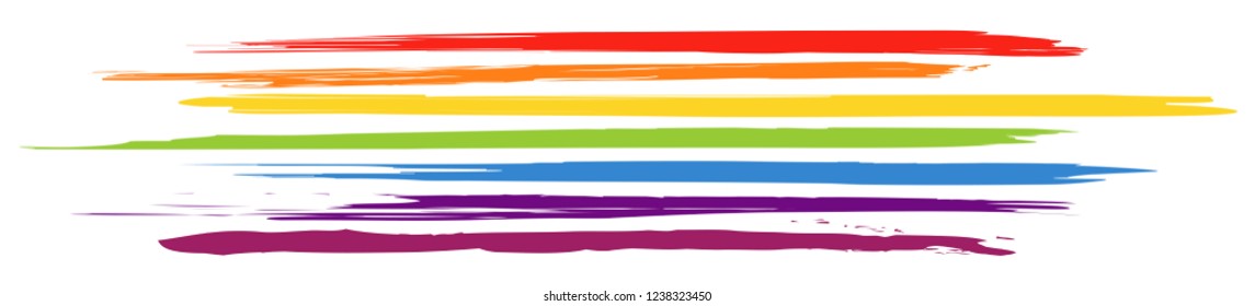 Header with horizontal, colored brushstrokes in rainbow colors / vector