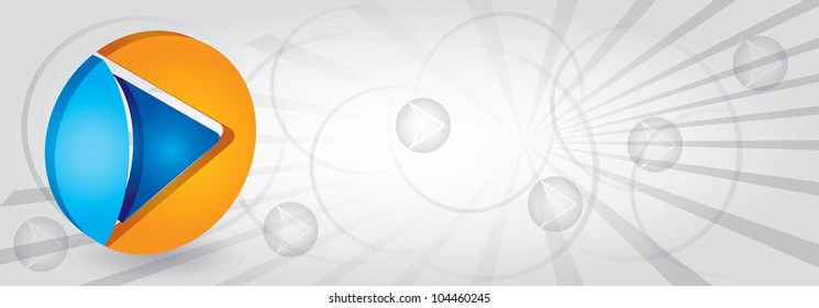 Header illustration for web site with play icon