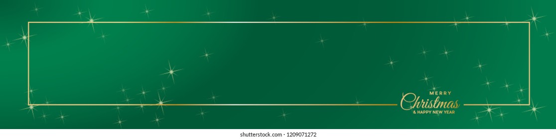 Header Merry Christmas text and golden frame, empty background, made with starry sky 