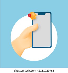 vector 3D de notificación de teléfono móvil de cabecera