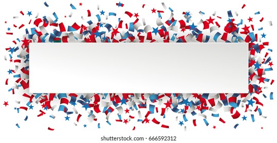 Header with paper banner and confetti. Eps 10 vector file.