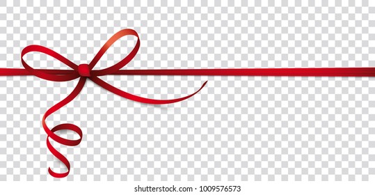 Header with red ribbon, bow on the checked background. Eps 10 vector file. 