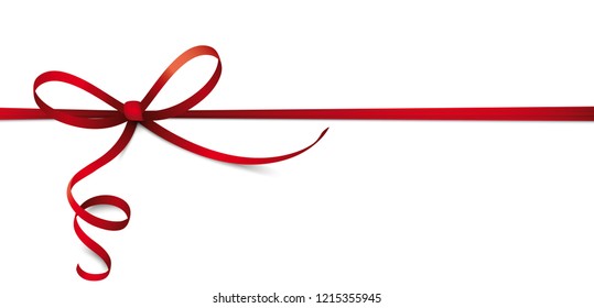 Header with red ribbon bow on the white background. Eps 10 vector file. 