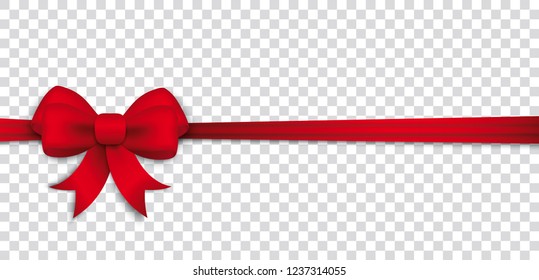 Header with red ribbon and bow on the checked background. Eps 10 vector file. 