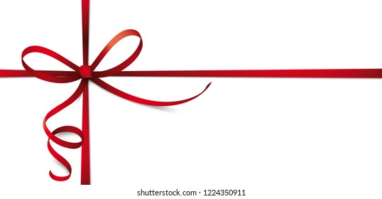 Header with red ribbon cross, bow on the white background. Eps 10 vector file. 