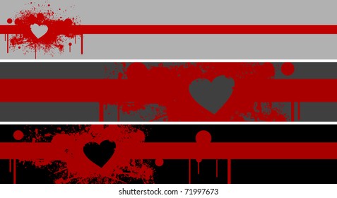 header with red stain and heart
