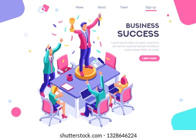 Header, screen increase, competition interface. Earn application, can use for web banner, infographics, hero images. Flat isometric vector illustration isolated on white background