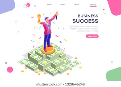 Header, screen increase, competition interface. Earn application, can use for web banner, infographics, hero images. Flat isometric vector illustration isolated on white background