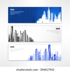 header set of three banner city designs business vector