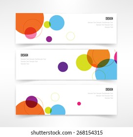 conjunto de encabezados de tres diseños de banners vectorial de negocio