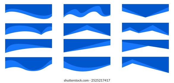 Header shape background for website design. Vector blue border for banner. Abstract divider for bottom or frame of template and web page. Presentation wavy and curve separator