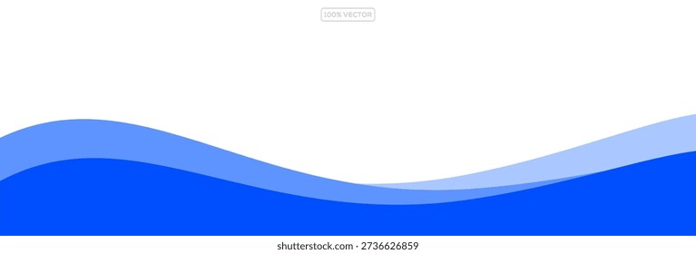 Header shapes design for banner. Abstract vector border elements. Wavy blue template  design stock