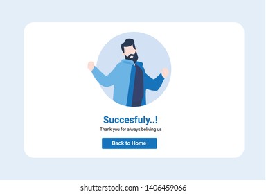 Header Success illustration screen user interface graphics can use for, landing page, template, ui, web, mobile app, poster, banner, flyer 